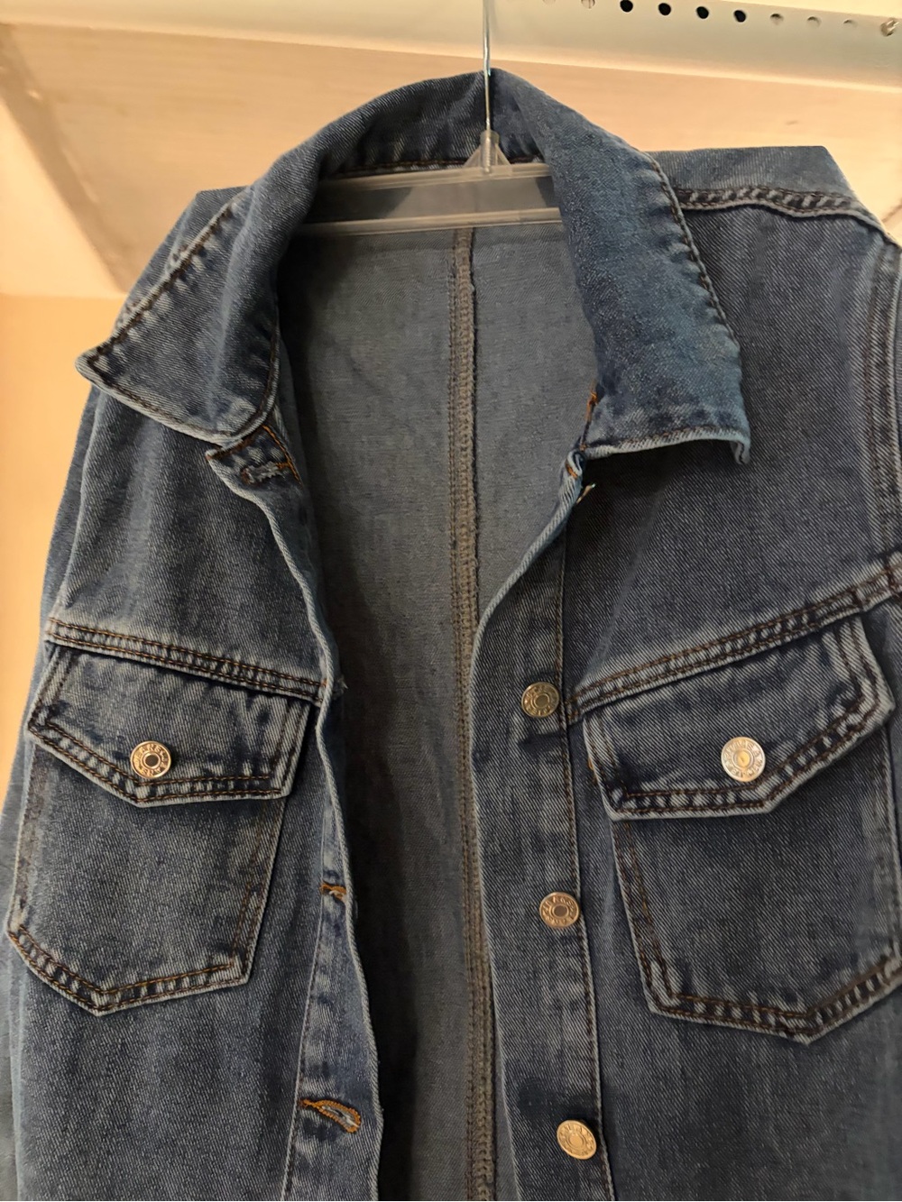 Long Denim Trench Coat - Blue - Picture 4 of 5